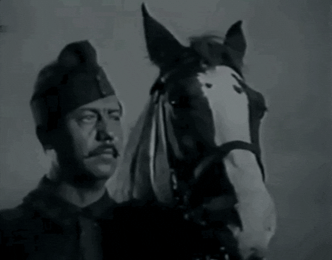 Funny Vintage Bugle Blowing Protesting Horse GIF