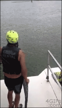 Funny Water Skiing Back Flip GIF