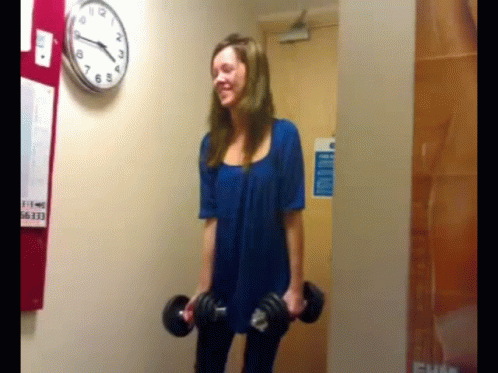 Funny Weak Girl Can't Lift GIF