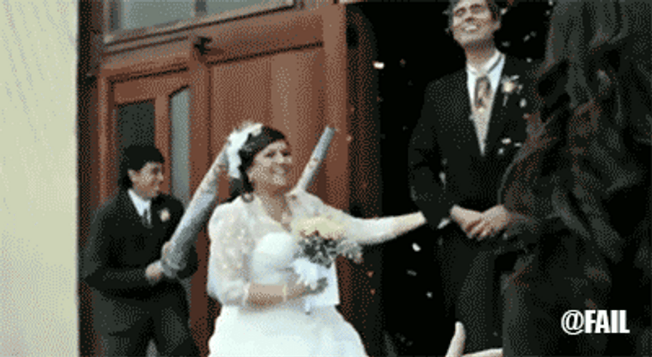 Funny Wedding Groom Hit By Confetti Popper GIF