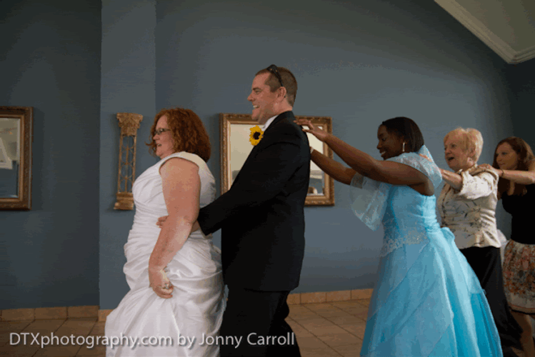 Funny Wedding Guests Doing Conga Line GIF