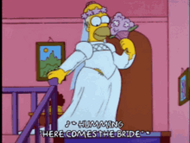 Funny Wedding Homer Simpson Dressing Up As Bride GIF