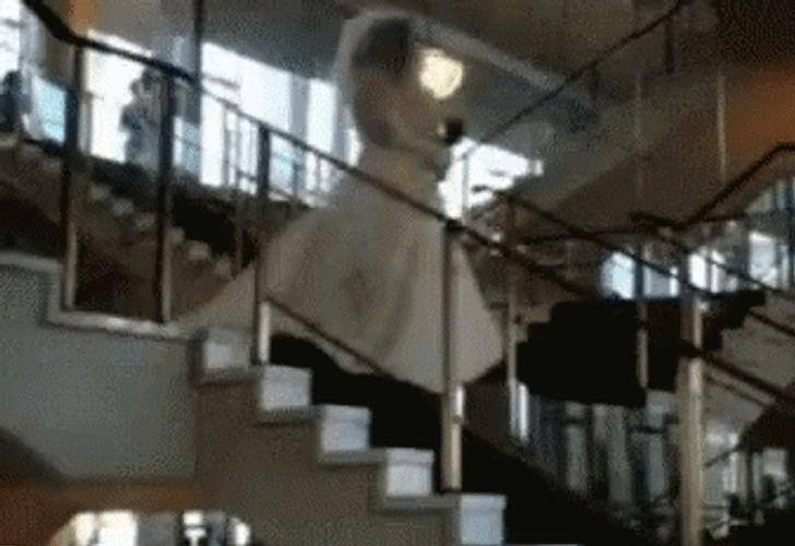 Funny Wedding Moment Bride Falling Down Stairs GIF
