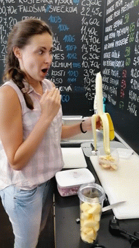 Funny Weird Banana Surprised Woman GIF