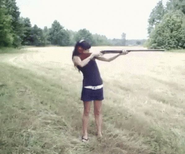 Funny Woman Loading Shotgun GIF