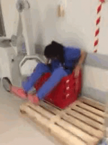 Funny Woman Moving Out Of Box GIF