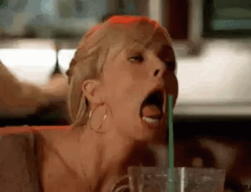 Funny Woman Straw Alcohol Drinking GIF