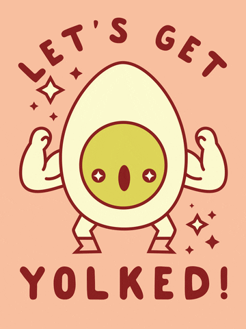 Funny Workout Let's Get Yolked Egg GIF