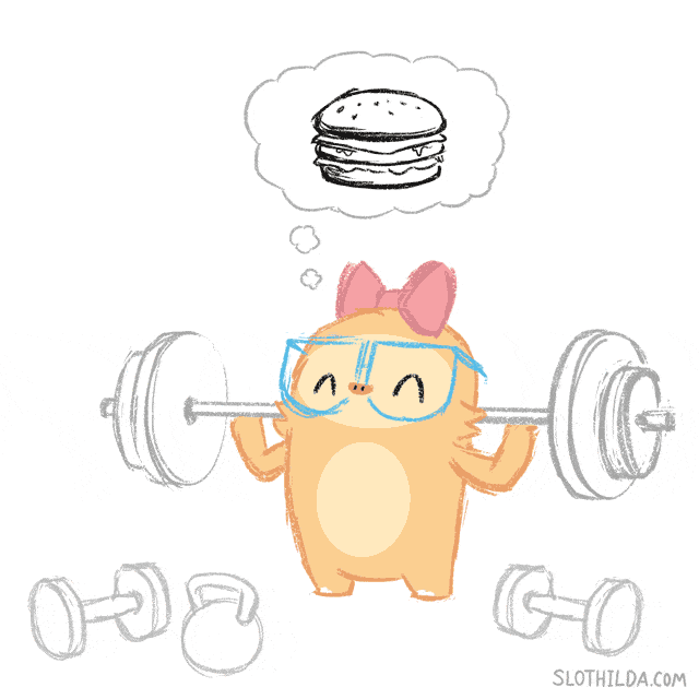 Funny Workout Thinking Of Food Slothilda GIF