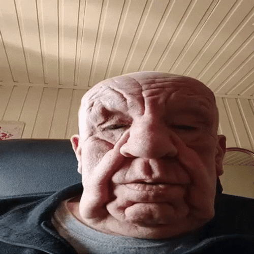 Funny Wrinkled Old Man Face Close Up GIF