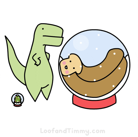 Funny Xmas Cartoon Timmy Amd Loop Snow Globe GIF