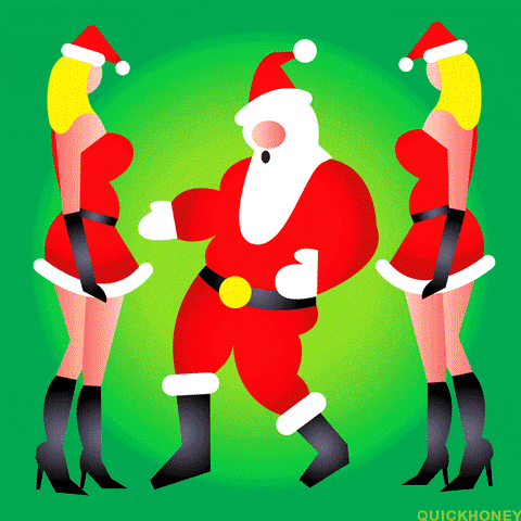 Funny Xmas Dancing Santa Backlight Changing Hue GIF