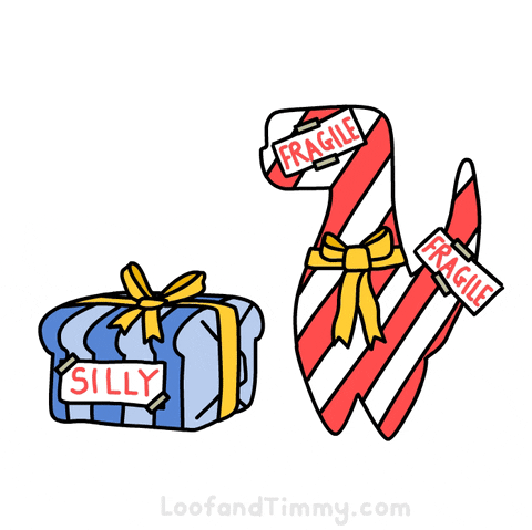 Funny Xmas Loof And Timmy Dinosaur Gift Wrapped GIF