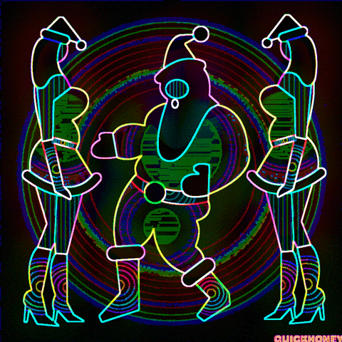 Funny Xmas Neon Light Santa Dancing GIF