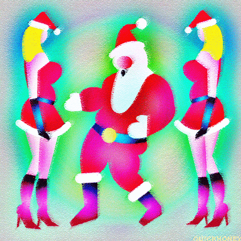 Funny Xmas Rainbow Colors Santa Dancing GIF