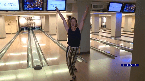 Funny Yoga Bowling Leg Lift GIF