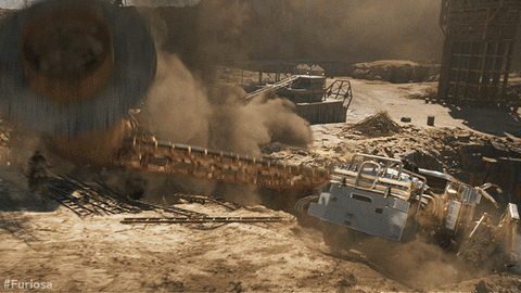 Furiosa Escaping Falling Trail GIF