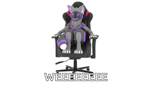 Furry Character Sitting in Office Chair