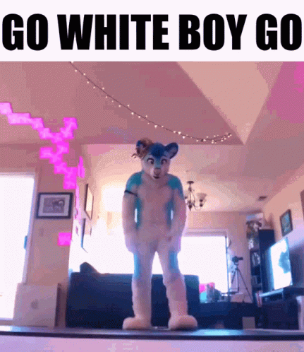 Furry Mascot Saying Go White Boy Go