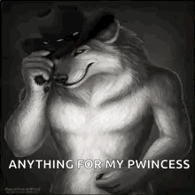Furry Wolf in Cowboy Hat and Sunglasses Holding Gun