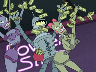 Futurama Bender Money Shower GIF