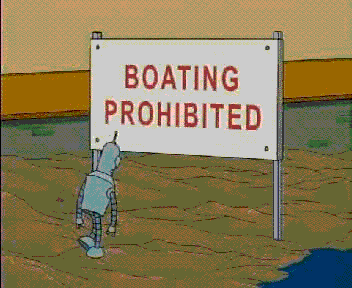 Futurama Bender Riding On Boat GIF