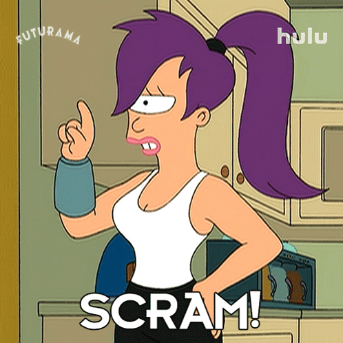 Futurama Character Saying Scram