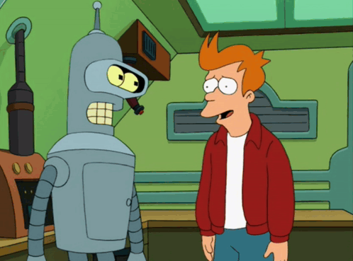 futurama characters fry and bender are talking to each other