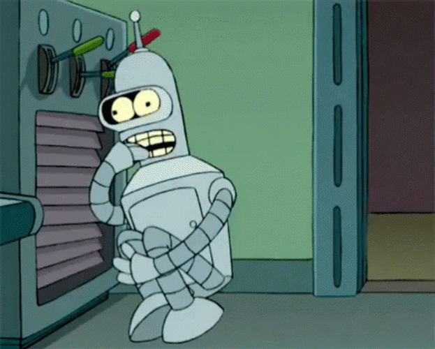Futurama Robot Scared Nail Biting GIF