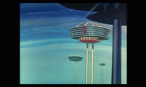 Futuristic City With Large Building In Sky GIF