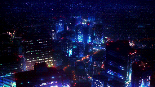 Fuyuki City At Night Air Shot GIF