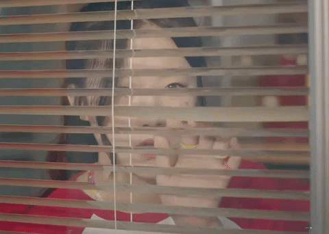 G-idle Shu Hua Spy Through Blinds GIF