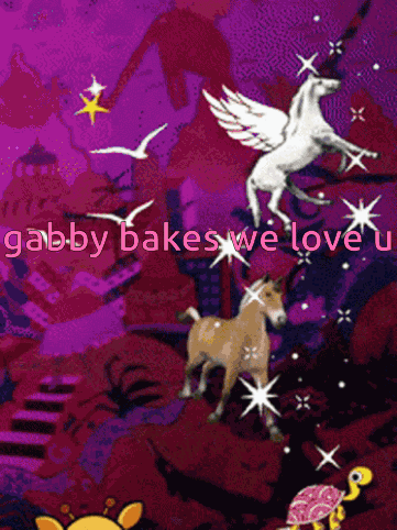 Gabby Bakes We Love U On Purple Background GIF