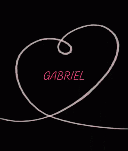 Gabriel Written in White Swirl on Black Background