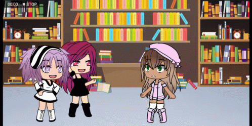 Gacha Girls Inside Library GIF