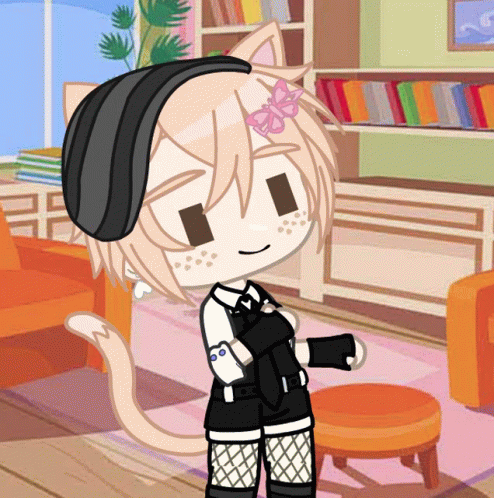 Gacha Inside Library While Standing GIF