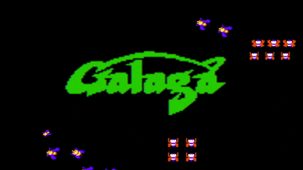 Galaga Nes Game Cover GIF