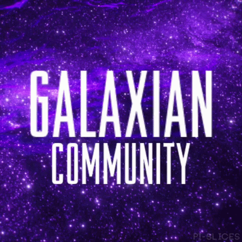Galaxian Community On Purple Background GIF