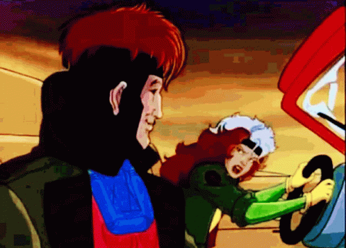 Gambit And Rogue Are Standing Next To Each Other In A Cartoon GIF