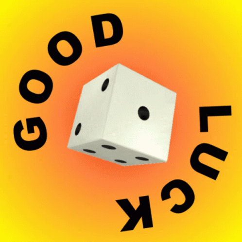 Gambling Spinning Dice Good Luck Text GIF