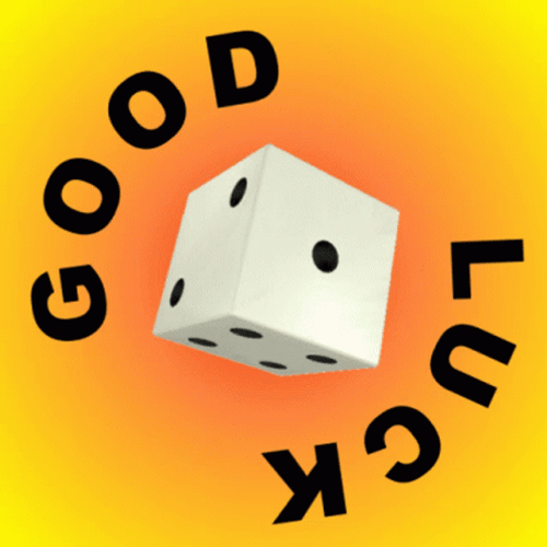 Gambling Spinning Dice Good Luck Text GIF