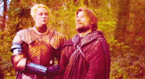 Game Of Thrones Brienne And Jaime In Forest GIF