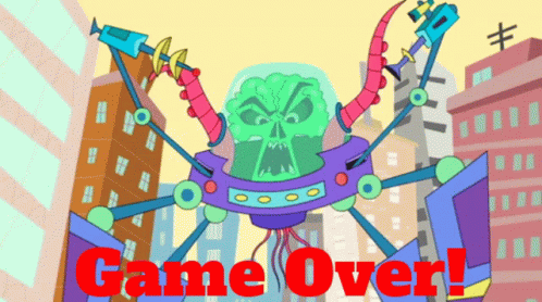Game Over Sign With Cartoon Monster GIF