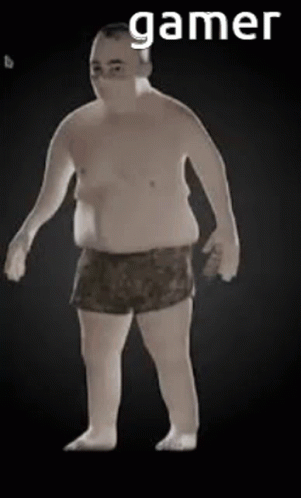 Rotating Fat Guy Gamer GIF