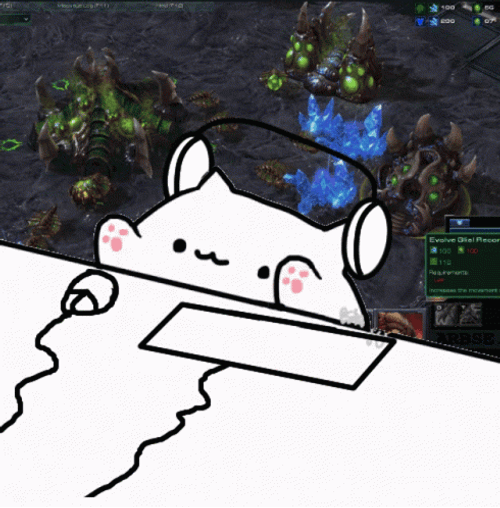 Gamer Bongo Cat Playing Starcraft GIF