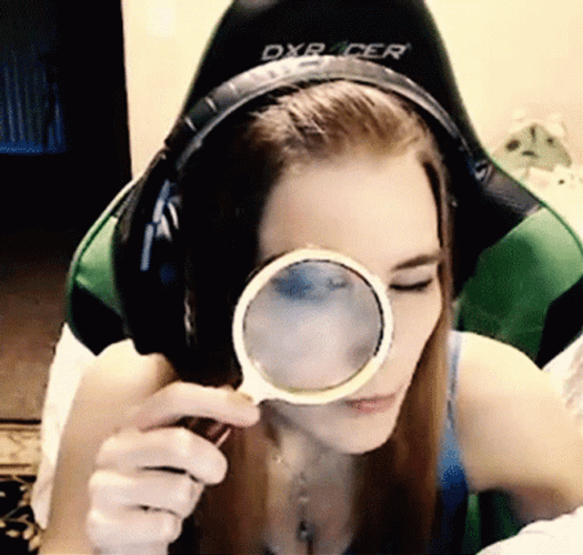 Gamer Girl With Magnifying Glass GIF