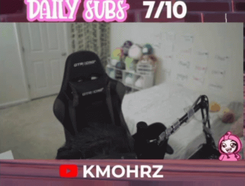 Gaming Chair Saying Daily Subs 7/10 GIF