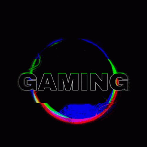 Gaming In Colorful Circle On Black Background GIF