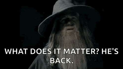 Gandalf State What Does It Matter Hes Back GIF