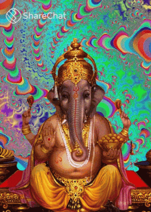 Ganesh 3d Colorful Lights GIF 